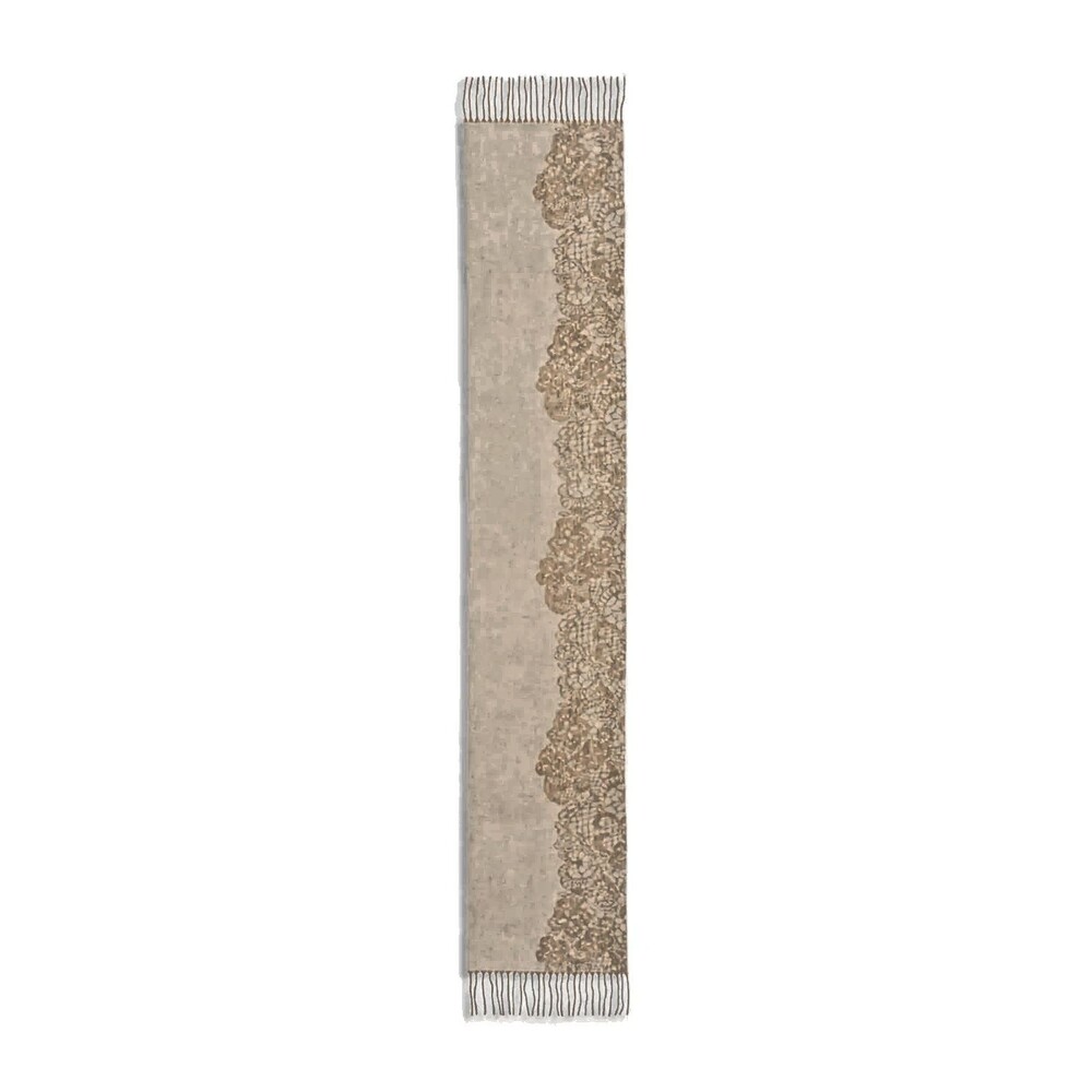 C by Bloomingdale's Women's 100% Cashmere Lace Print Scarf Beige Tan